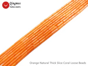 3*9mm Thick Slice Natural Orange Coral Beads for Jewelry Making Loose Strand 15“ - Picture 1 of 18
