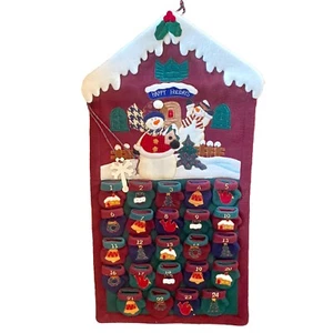 Felt Christmas Advent Calendar Countdown Snowman Pockets Hanging Snowflake Hg11 - Picture 1 of 17
