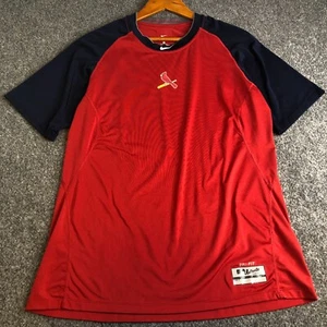 Nike St Louis Cardinals Shirt Mens Large Red Center Check MLB Batting Baseball - Picture 1 of 11