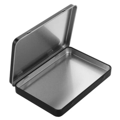  Small Metal Tin Boxes With Hinged Lid Portable Rectangular Storage Containers - Image 1 of 4