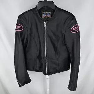 Vanson Damen schwarz Outdoor-Motorradjacke mit durchgehendem Reißverschluss - Größe 14 - Bild 1 von 7