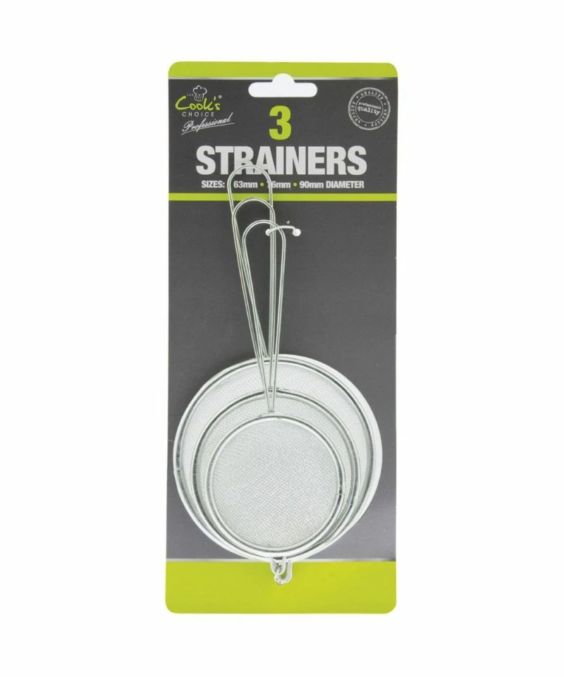 3PC STAINLESS STEEL SIEVES STRAINER SMALL COLANDER AIRING DRAIN KITCHEN MESH SET - Image 1 of 1