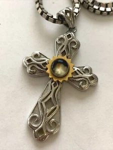 COOL BEANS BLOWOUT: Stainless Steel Cross - FAITH - Sterling Silver Chain SS-526 - Picture 1 of 10