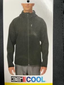 32 DEGREES MEN'S COOL WATERPROOF FULL ZIP FRONT POCKET JACKET(BLACK, LARGE)NWT - Picture 1 of 5