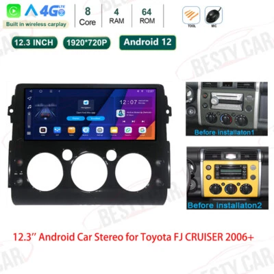 12.3'' Android 12 Car Radio Stereo for Toyota FJ CRUISER 2006+ CARPLAY DSP Black Foto 1 de 4