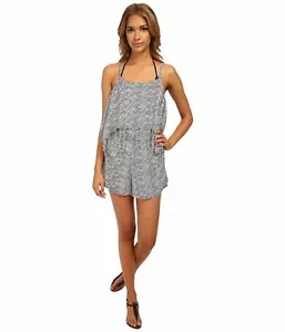 (NWT) Women's Volcom Black/White Fringed Romper Cover-Up Size S - Picture 1 of 7