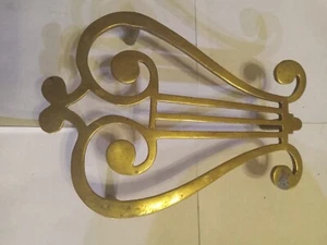 Antik 19. Jh. Englische Regentschaft Messing Tischuntersetzer Teekanne Ständer Leier Harfe - Bild 1 von 10