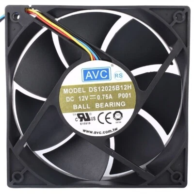AVC High Airflow PWM Fan 104 CFM 4 Pin DS12025B12H 120mm x 25mm 0.75A 12V - Image 1 of 2