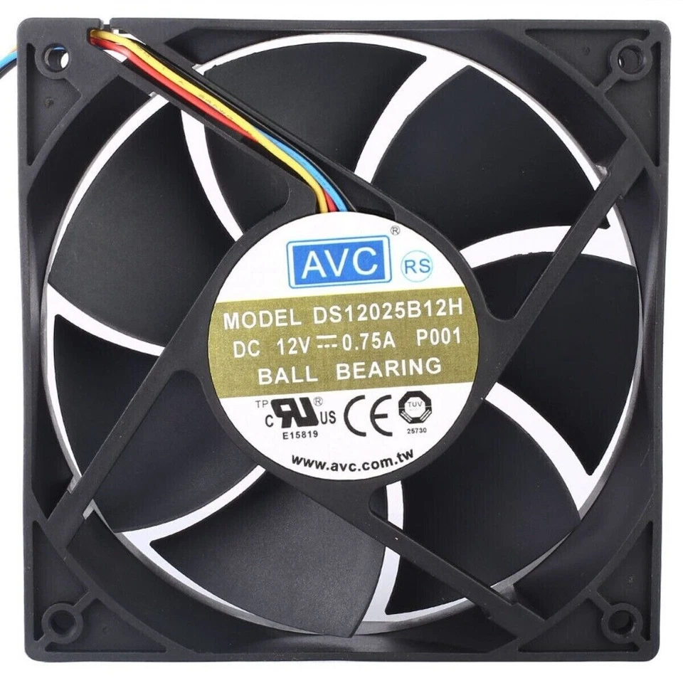 AVC High Airflow PWM Fan 104 CFM 4 Pin DS12025B12H 120mm x 25mm 0.75A 12V - Image 1 of 2