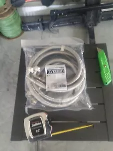 Everbilt 4' Stainless Steel Washing Machine Hose Kit. Brass Elbow-FREE SHIPPING. - Picture 1 of 7