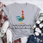 Funny Chicken T-shirt Tee-05027-Light Grey-L