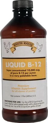 Liquid B-12 Rooster Booster Premium Supplement + Vitamin K For All Poultry