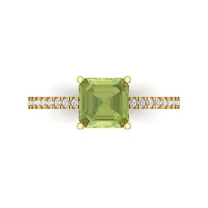 14K Gelbgold Solitär mit Akzenten Verlobungsring, 2,7 ctw natürlicher Peridot - Bild 1 von 11