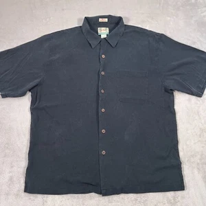 Reyn Spooner Shirt Mens Large Black Faded Wash Golf Clubs Button Up Silk Soft - Picture 1 of 11