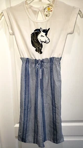girls ROMPER size 7 CAPRI BOTTOMS 1 PC UNICORN sequins SPARKLES blue white CUTE - Picture 1 of 2