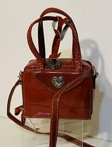 Brighton Mini Box Tasche Kroko-Prägung Leder geflochten rot schick Leder - Bild 1 von 17