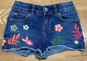 Girl's Mini Boden Floral Print Jean Shorts Size 7 EUC - Picture 1 of 2