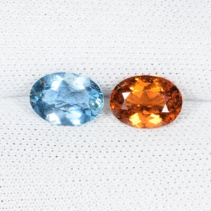 Coppia ovale granato mandarino e acquamarina naturale "multicolore" 1,50 ct..!!!! - Foto 1 di 2