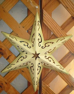 Metal Star~Light Beige~Scrolled Etching~Country~PatrioticWall Decor~NEW - Picture 1 of 1