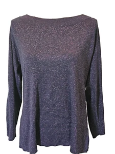 Maglione girocollo Louis Dell'Olio Whisper maglia donna blu navy filo metallizzato L - Foto 1 di 5
