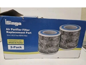 NEW 2 PACK ISINGO AIR PURIFIER REPLACEMENT FILTERS HP102 TRUE HEPA H13 3 IN 1 - Picture 1 of 2