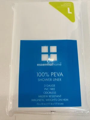 Forro de ducha Essential Home 70 x 70" 100 % PEVA círculos blanco Foto 1 de 4