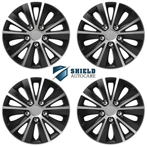 Wheel Trims 13" Hub Caps Rapide NC Plastic Covers Set of 4 Silver Black Fit R13 - Picture 1 of 3