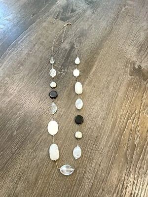 "Collar largo de cuentas de plástico madreperla de plata esterlina bisutería 19""" Foto 1 de 4