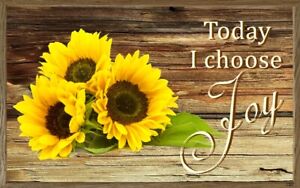 ( Choose Joy) sign plaque gift sunflowers happiness choice rustic wall decor