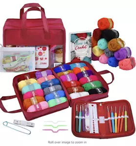 Kit 63 pezzi all'uncinetto con set di filati - Pacchetto premium include 9 ganci all'uncinetto, 24 - Foto 1 di 1