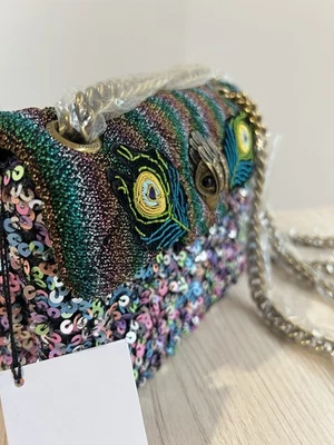 Nuevo Bolso de Hombro Kurt Geiger London Mini Kensington Adornado con Lentejuelas y Pavo Real Foto 1 de 4