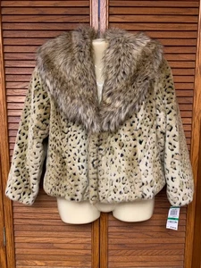 INC INTERNATIONAL CONCEPTS L DAMENJACKE KUNSTFELL LEOPARDENMUSTER NEU MIT ETIKETT - Bild 1 von 8