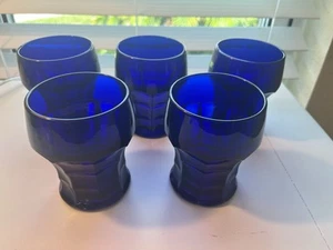 "5 vasos de jugo azul cobalto imperial vintage de 4""" - Imagen 1 de 4