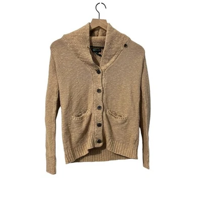 Cárdigan Lauren Jeans Co. Color Camel Lino Mezcla Algodón Talla XS Foto 1 de 3