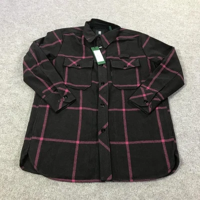 G-Star RAW рубашка женщин маленький коричневый розовый BF Overshirt шерсти клетку Shacket с подкладкой - Изображение 1 из 4