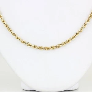Vintage 24" 10KYG Solid Rope Chain Necklace 3MM - Picture 1 of 5