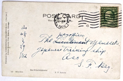 San Fran--Japanese Training Ship, H.I.J.M.S Aso, SF Bay/PC of a Rubens/1-C./1909 - Image 1 of 2