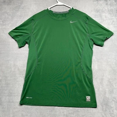 Camiseta ajustada Nike Pro Combat para hombre grande verde detalle de malla cuello redondo pulóver Foto 1 de 4