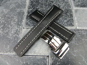 Nuevo juego de hebillas de correa de cuero de vaca negra de 22 mm para pulido Breitling - Imagen 1 de 7