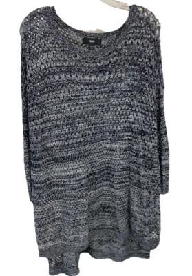 Mossimo Mujer Tejido Abierto Gris Manga 3/4 Suéter Talla XXL Cola Camisa Dobladillo Trasero Foto 1 de 4