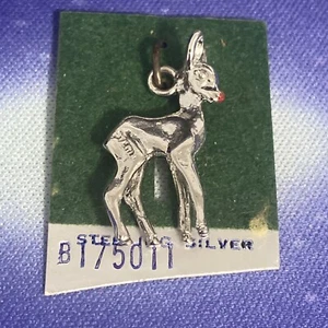 Dije de ciervo cervatillo vintage, plata esterlina nuevo - Imagen 1 de 8