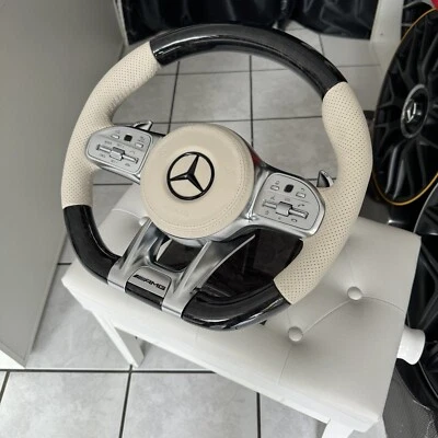 Mercedes AMG Holz Leder Lenkrad Pappel Designo Porcellain S-Klasse W222 X222 neu - Bild 1 von 4