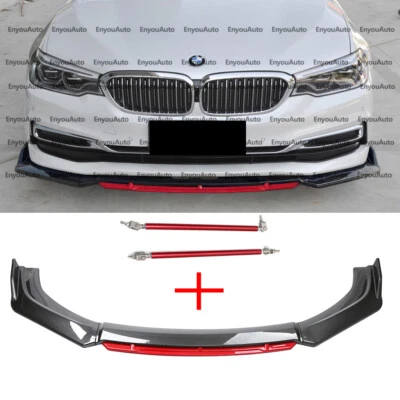For BMW 220i 228i 230i Series Front Bumper Lip Spoiler Carbon Red + Strut Rods - Image 1 of 4