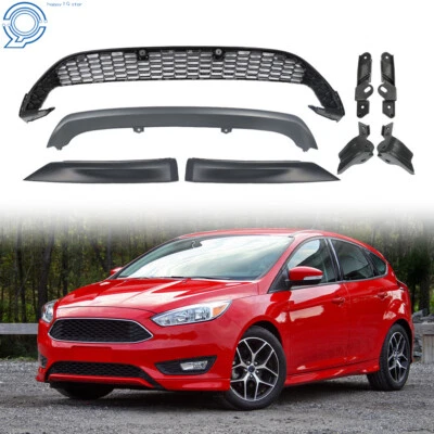 Front Lips Cover For Ford Focus 2015-2016 Honeycomb Mesh Lower Bumper Grill 3pc - Image 1 of 4