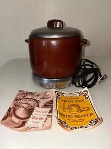 West Bend Old Fashioned Bean Pot Ceramic Electrical Hot Plate With Lid 1952 - Picture 1 of 2