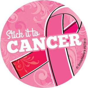25 Pink Ribbon Stick it to Cancer Aufkleber Umschlag Siegel Brustkrebs Bewusstsein - Bild 1 von 1