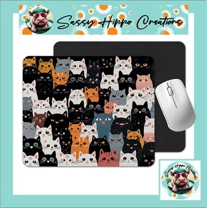 Mouse Pad Cats Galore Crowd Kittens Cat Lady Life Anti Slip Back Easy Clean - Picture 1 of 4