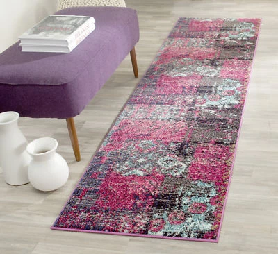 Pink / Multi Safavieh Monaco Polyproplene Runner 2' 2" X 8' - Image 1 of 3