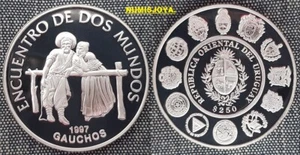 URUGUAY 1997. 250 PESOS PLATA PROOF 3ª SERIE IBEROAMERICANA "GAUCHOS". KM 144. - Imagen 1 de 4