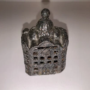 ANTIQUE CAST IRON STILL BANK AC WILLIAMS PENNY DOMED BANK BUILDING SMALL - Picture 1 of 8